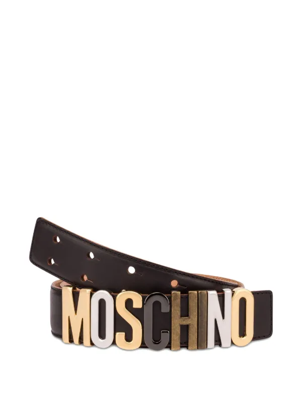 Moschino Belt with Gold Lettering 80s Moschino Redwall Belt, Wide Black Leather Belt, Gold  main image 4