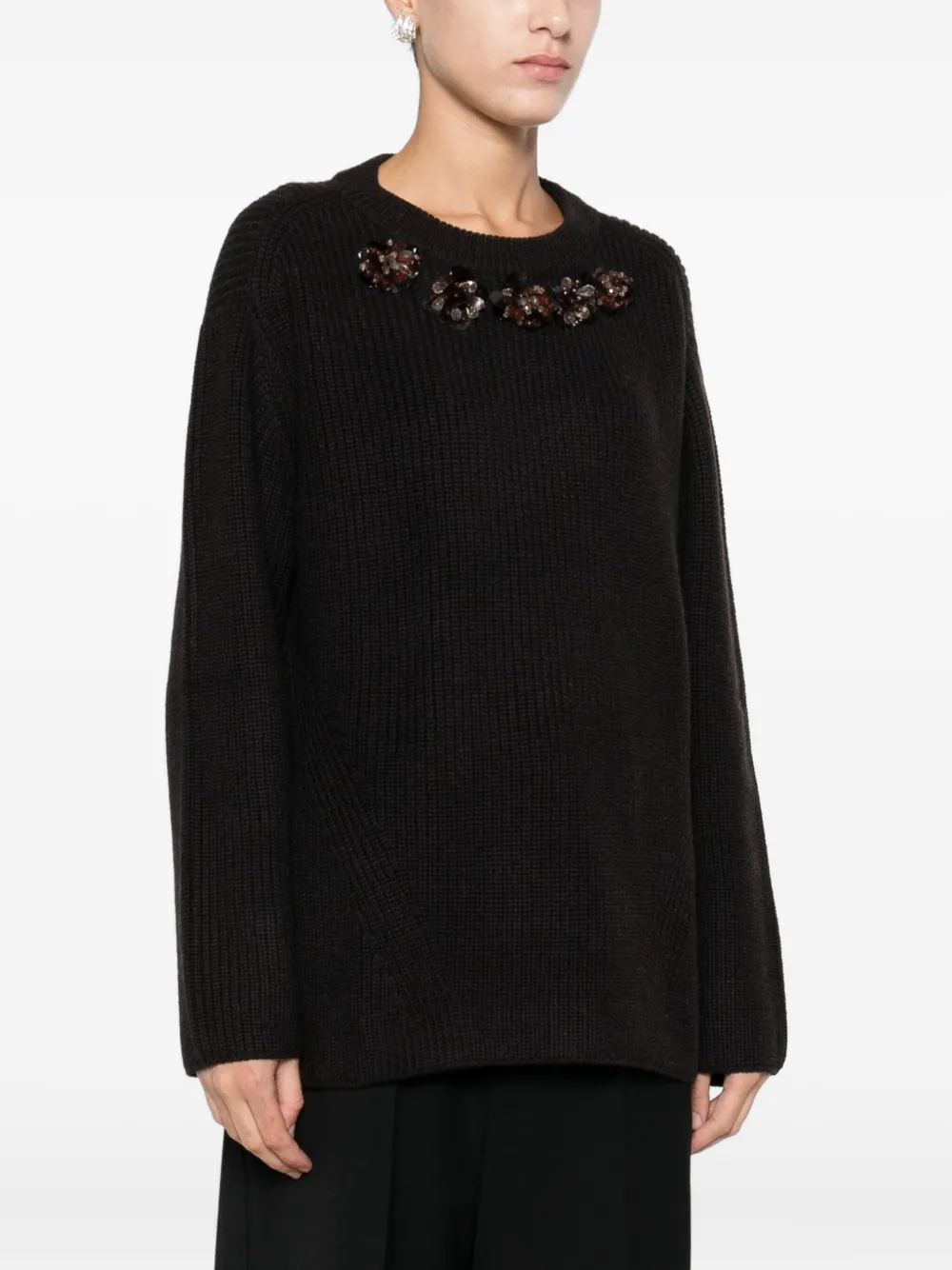 P.a.r.o.s.h Bead-embellished Sweater In Brown
