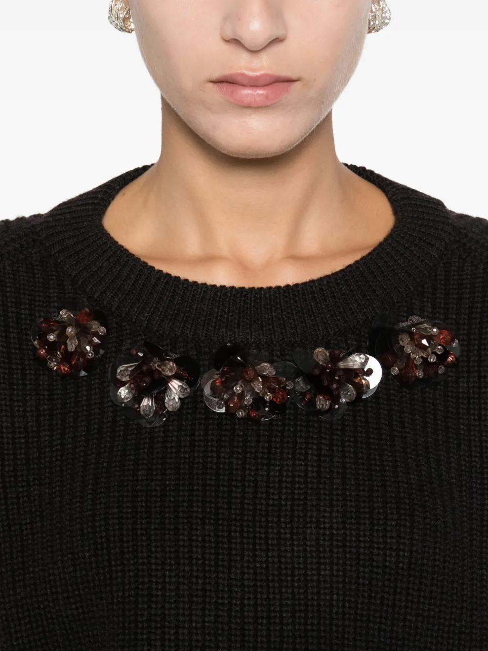 P.a.r.o.s.h Bead-embellished Sweater In Brown