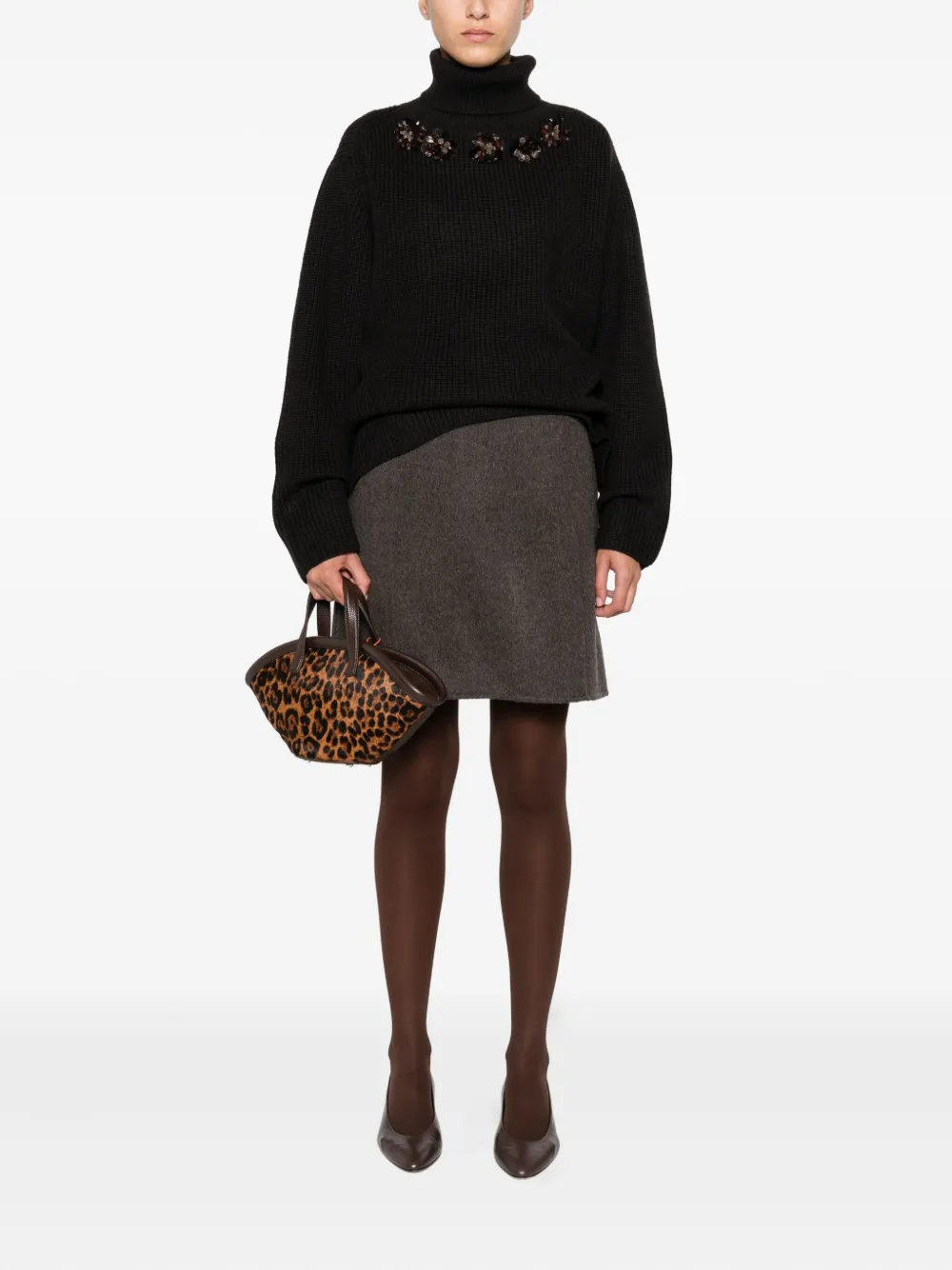 P.a.r.o.s.h Roll-neck Sequin-embellished Sweater In Black