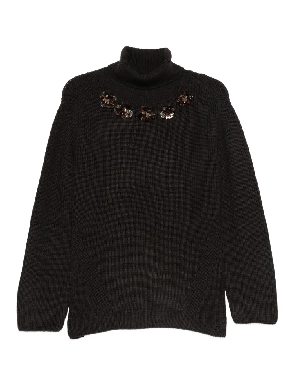 P.a.r.o.s.h Roll-neck Sequin-embellished Sweater In Black