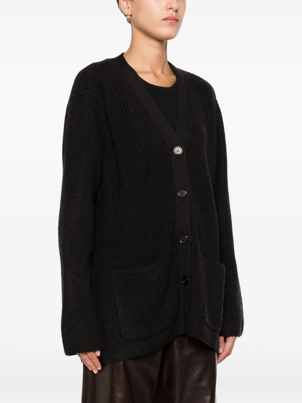 P.a.r.o.s.h Buttoned Patch-pocket Cardigan In Black