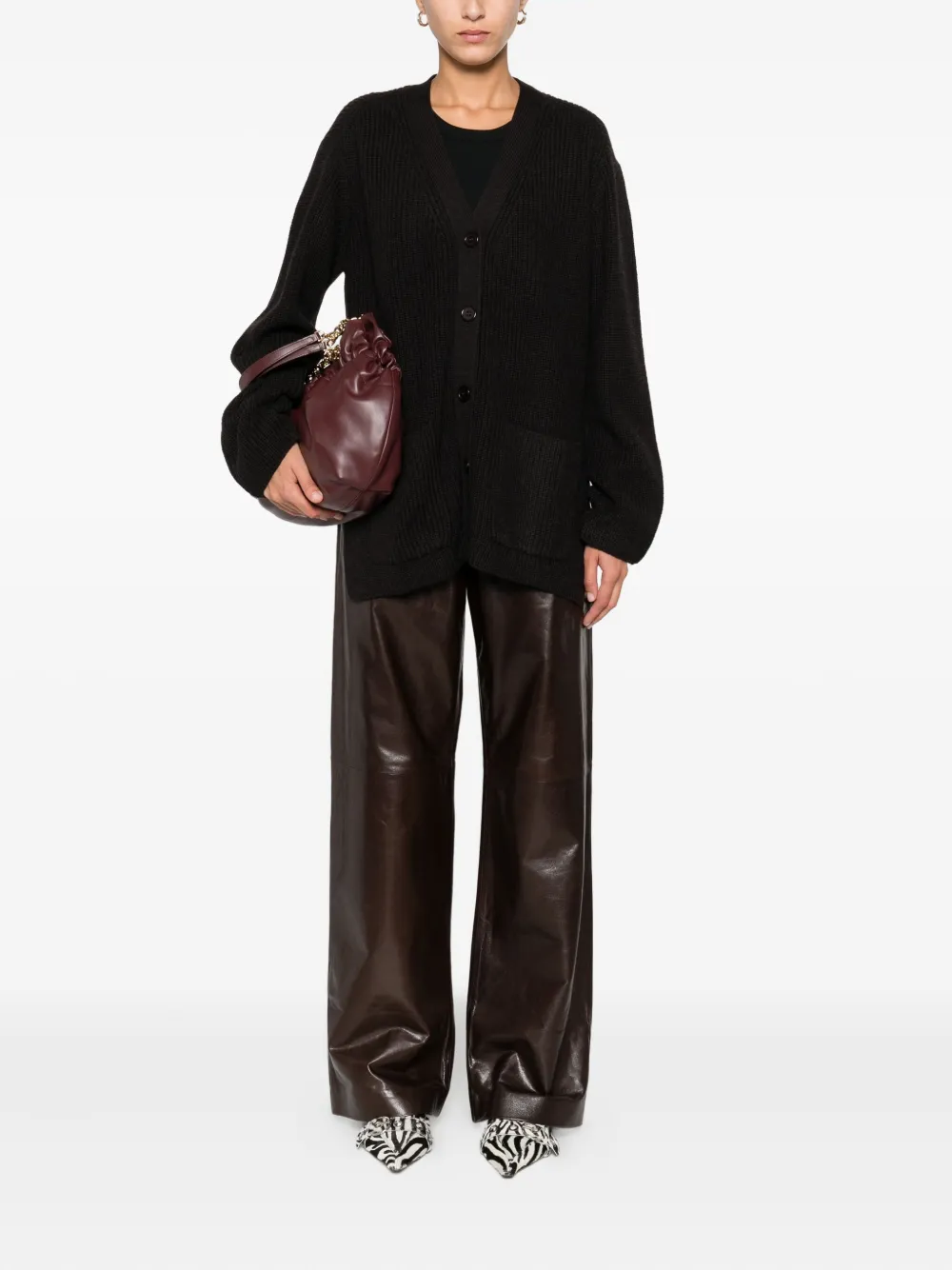 P.a.r.o.s.h Buttoned Patch-pocket Cardigan In Black