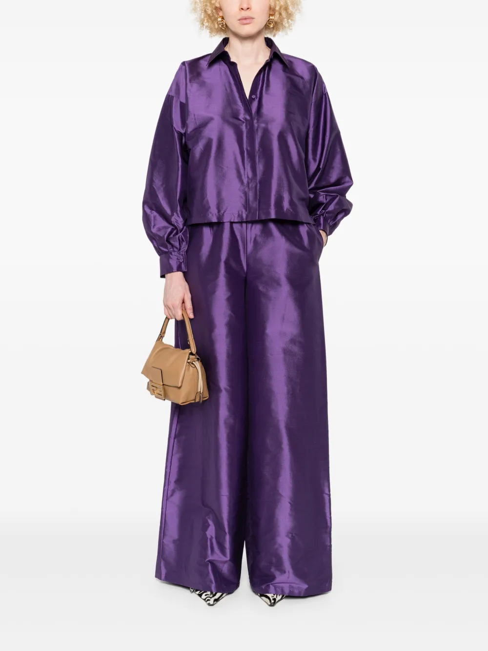 Max Mara silk wide-leg trousers - Paars