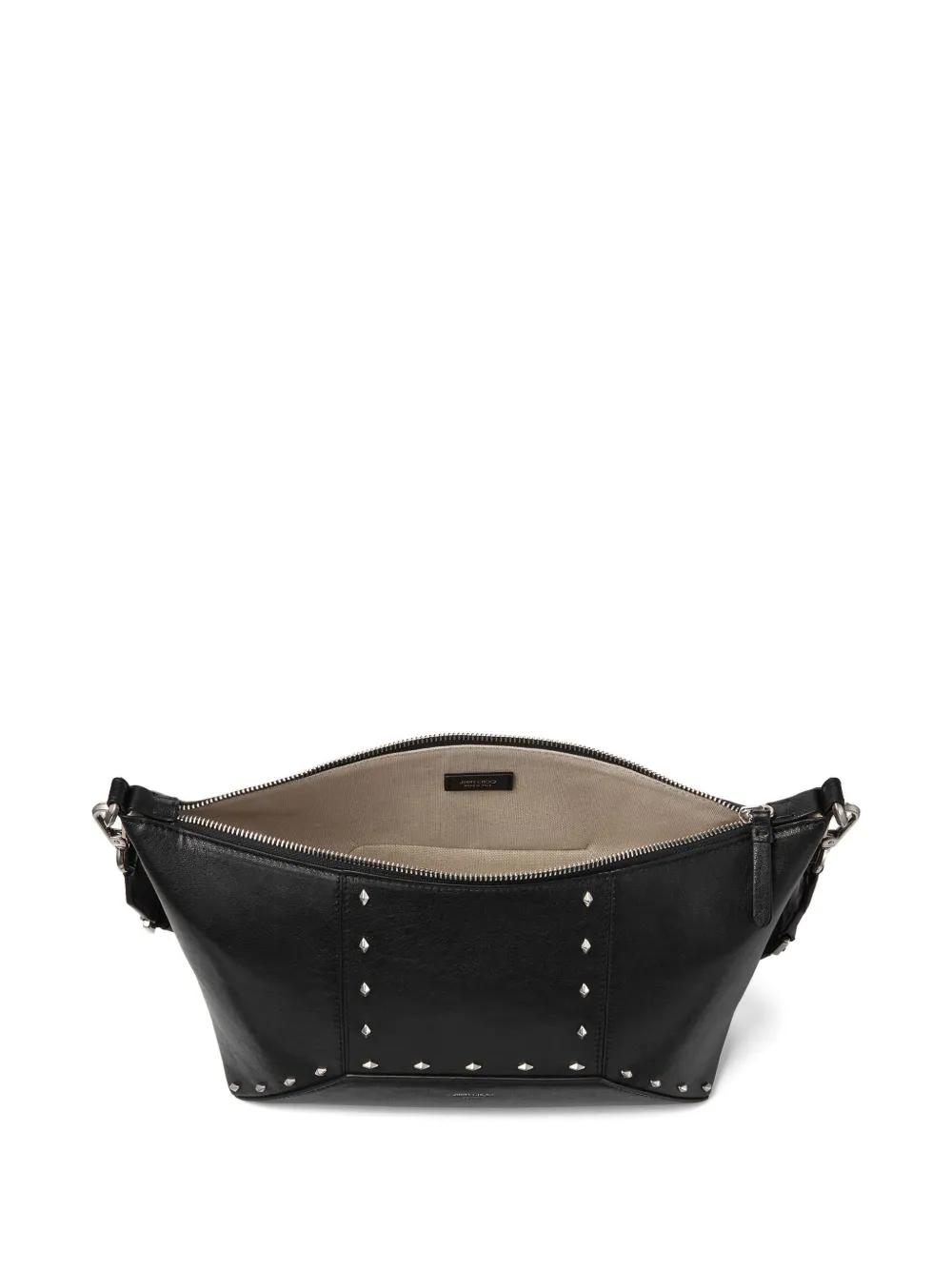 Jimmy Choo Diamond-studded Zip Shoulder Bag In Black