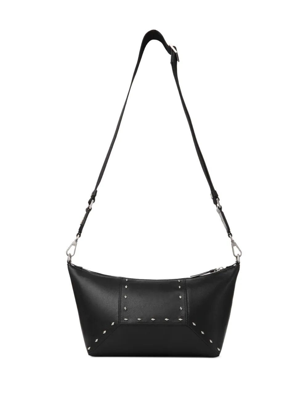 Jimmy Choo Diamond-studded Zip Shoulder Bag In Black