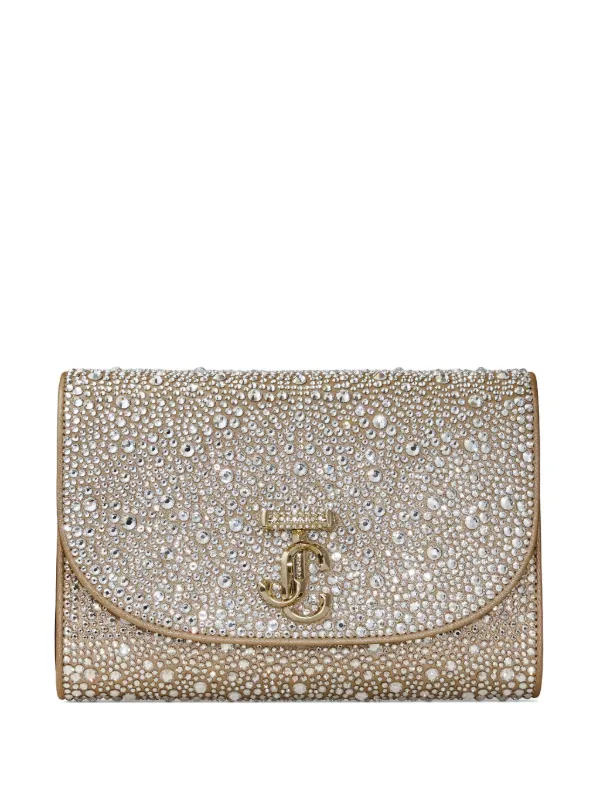Jimmy Choo Curve Embellished Shoulder Bag Gold FARFETCH KW