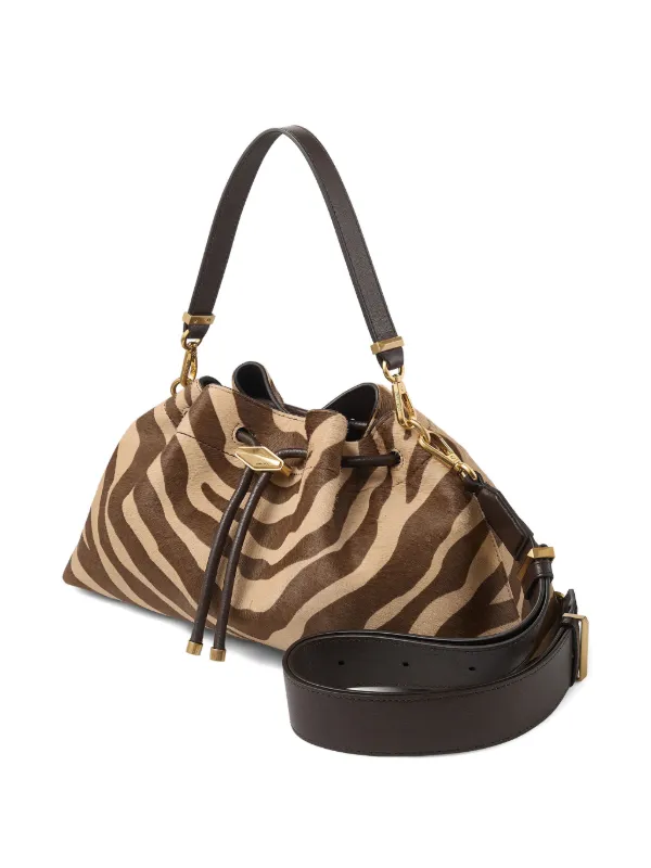 Jimmy Choo Medium Cinch zebra-print Shoulder Bag | Brown | FARFETCH AO