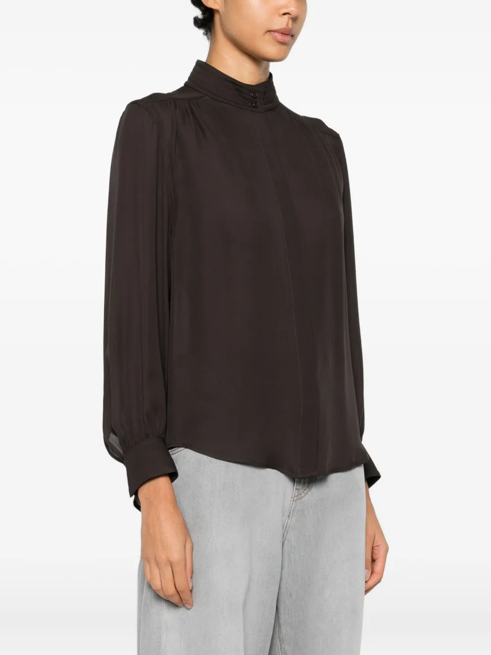 Nili Lotan Revi kraagloze top met knopen Bruin