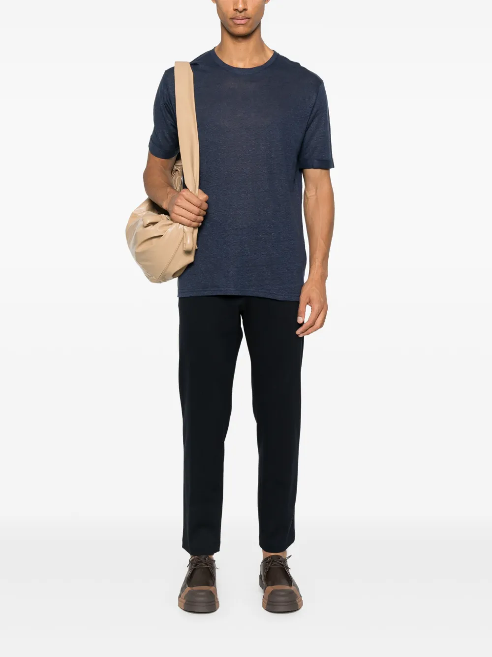 OFFICINA 36 Linnen T-shirt - Blauw