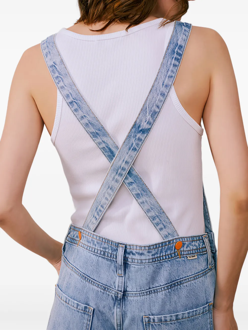 HEY JOANIE LOGO-PRINT DUNGAREES