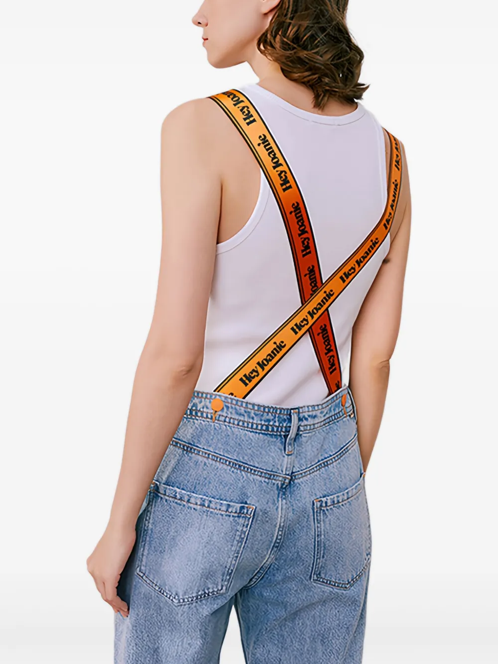 HEY JOANIE LOGO-PRINT DUNGAREES