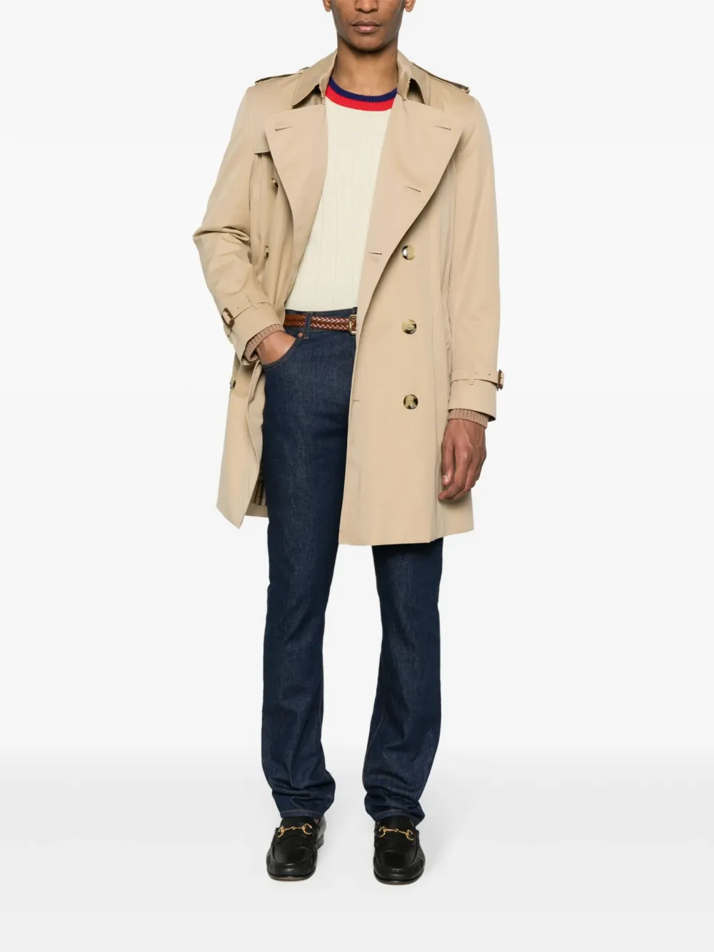 Burberry double-breasted cotton trench coat Beige