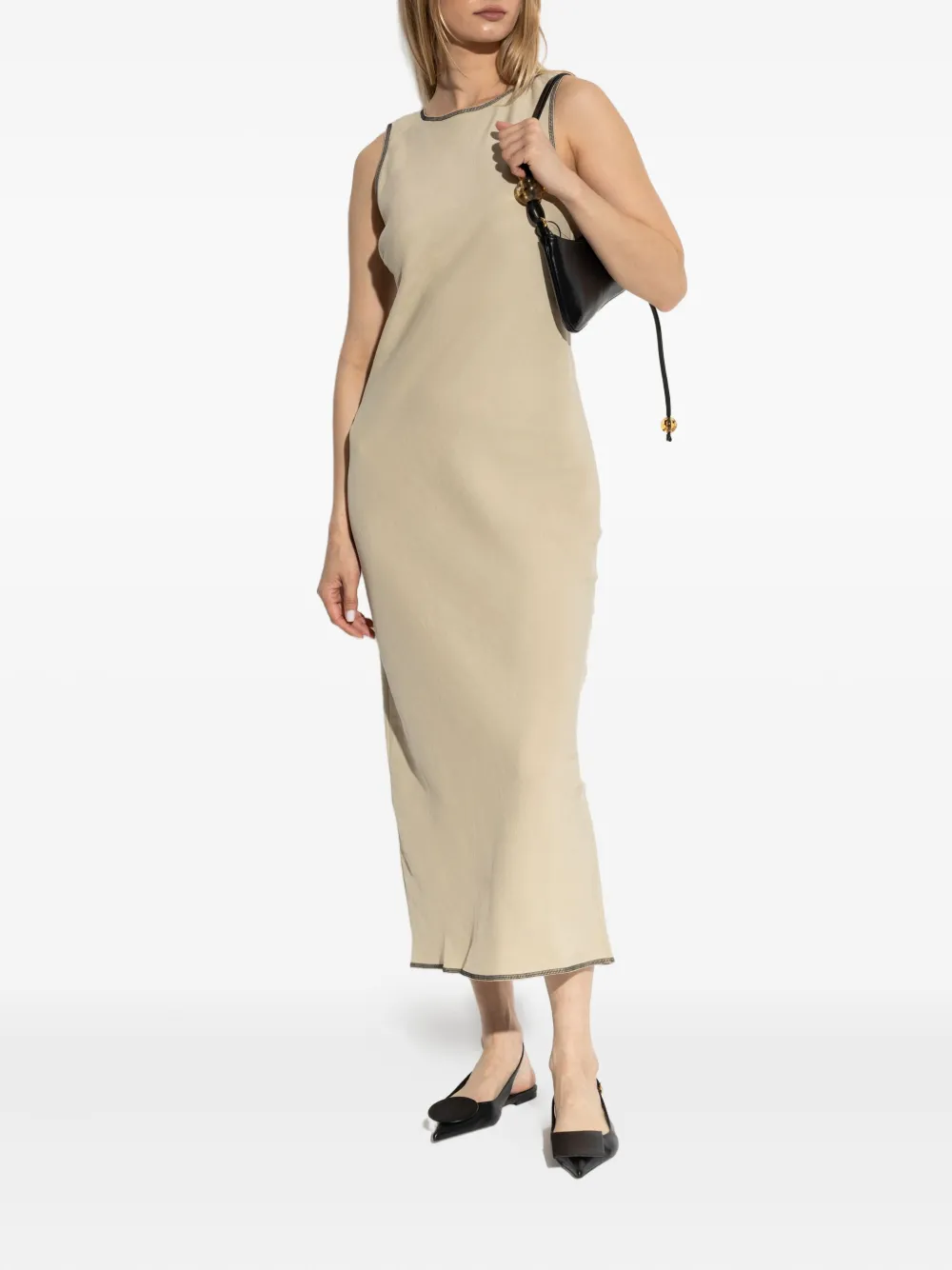 SAMSOE SAMSOE contrast-stitching maxi dress - Beige