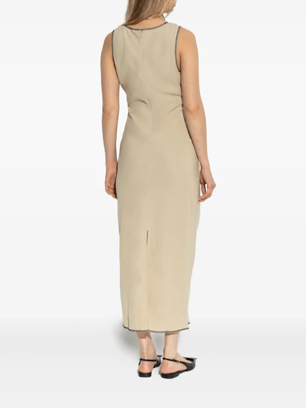 SAMSOE Maxi-jurk met contrasterende stiksels Beige