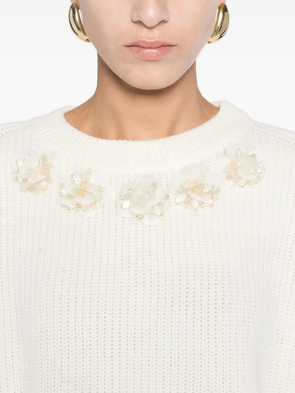 P.a.r.o.s.h Bead-embellished Sweater In Neutral