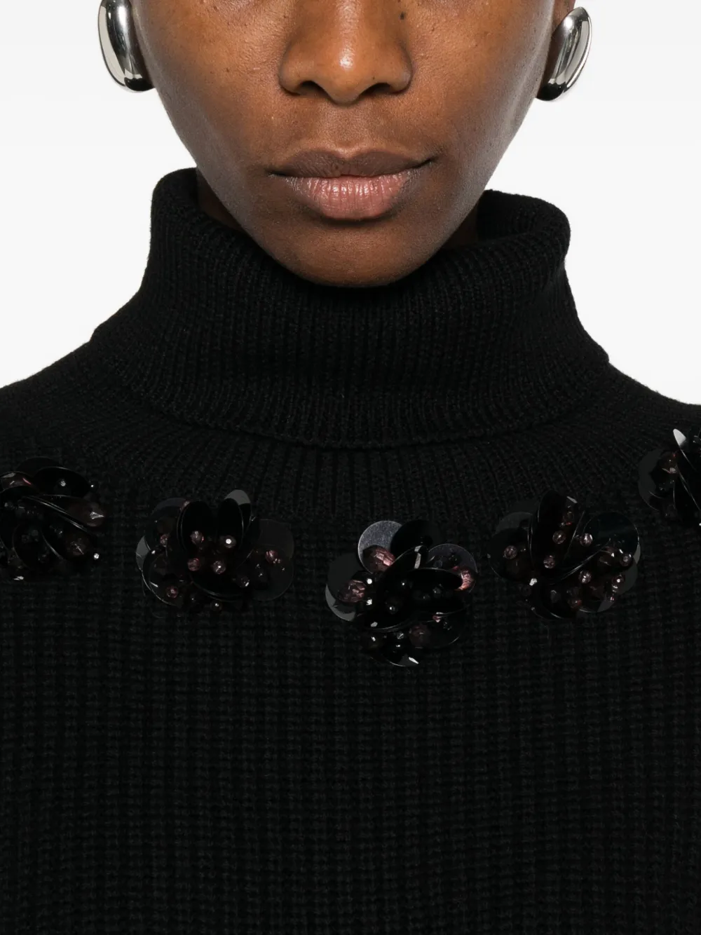 P.a.r.o.s.h High-neck Sequin-embellished Sweater In Black