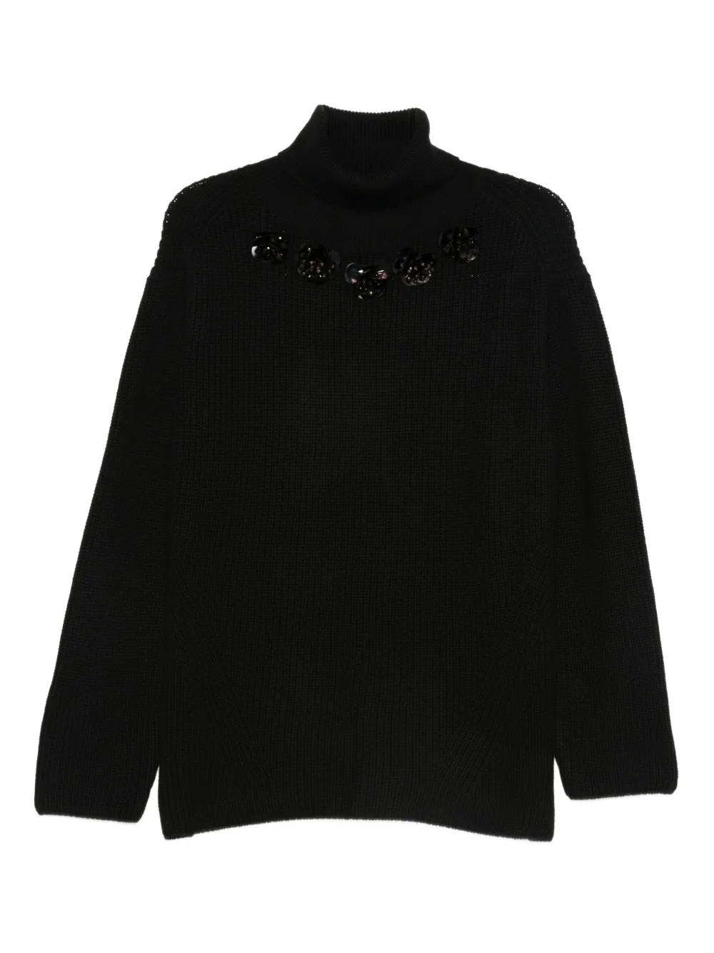 P.a.r.o.s.h High-neck Sequin-embellished Sweater In Black