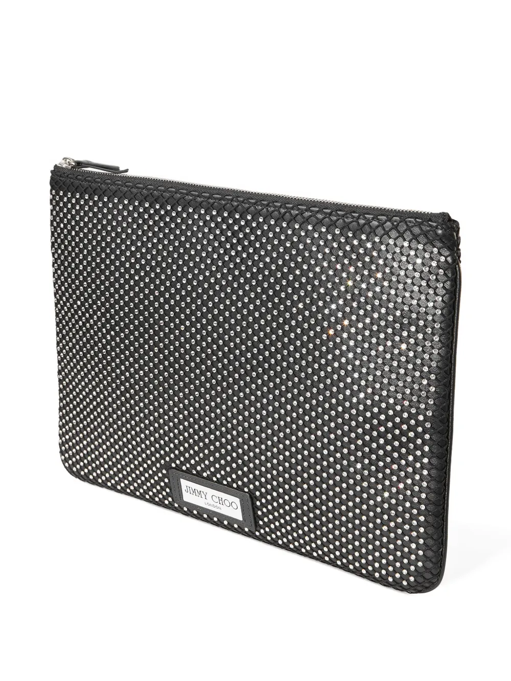 Jimmy Choo Diamond crystal-embellished zip pouch Zwart