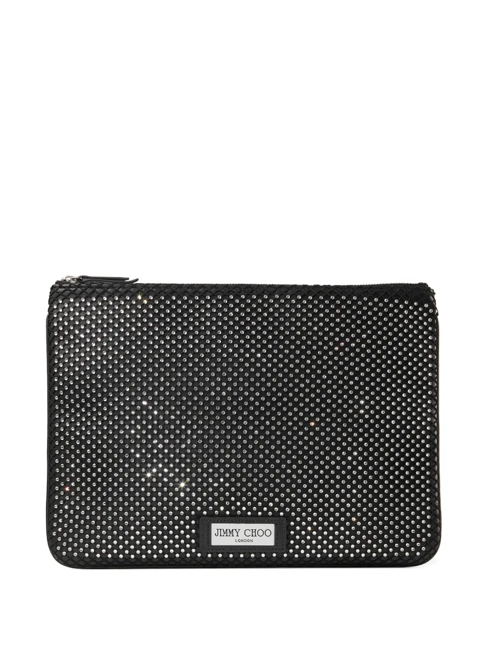 Jimmy Choo Diamond crystal-embellished zip pouch Zwart