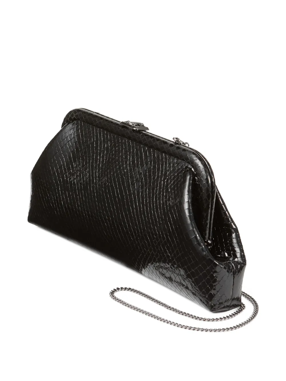 Jimmy Choo Skylar snake-printed leather clutch bag Zwart