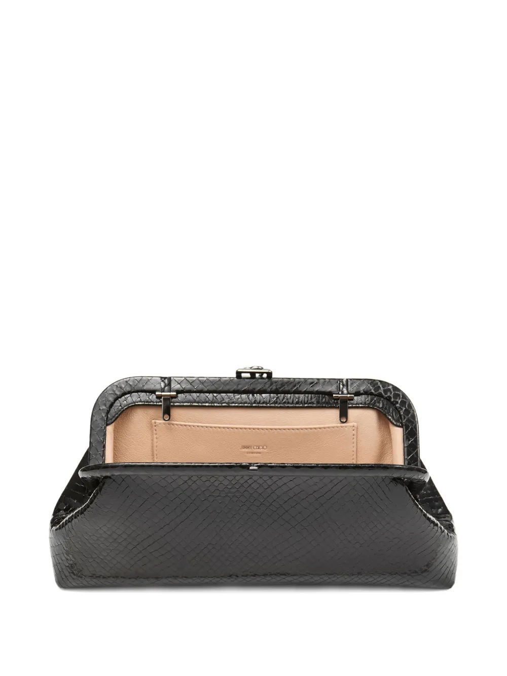 Jimmy Choo Skylar snake-printed leather clutch bag Zwart
