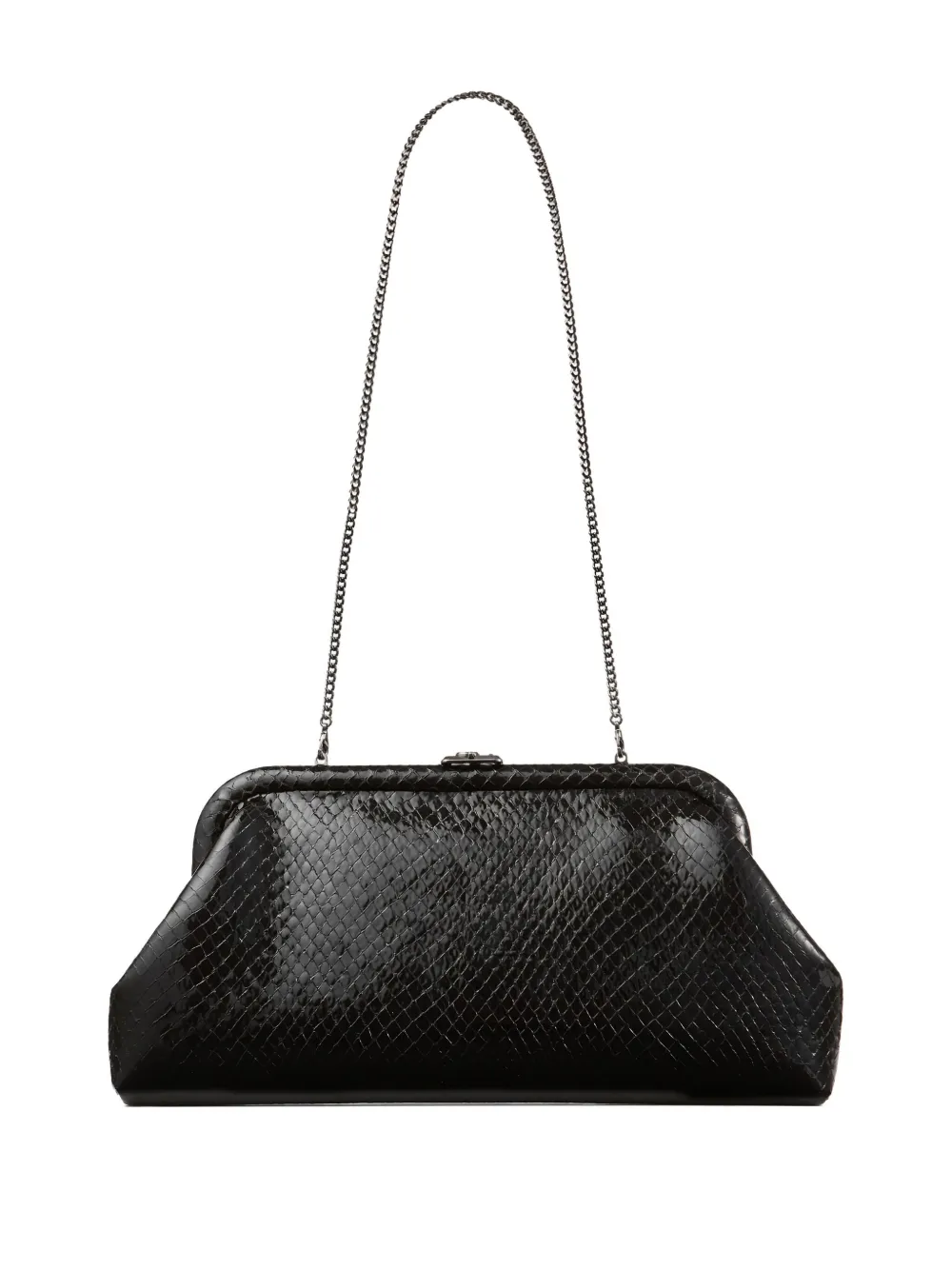 Jimmy Choo Skylar snake-printed leather clutch bag Zwart