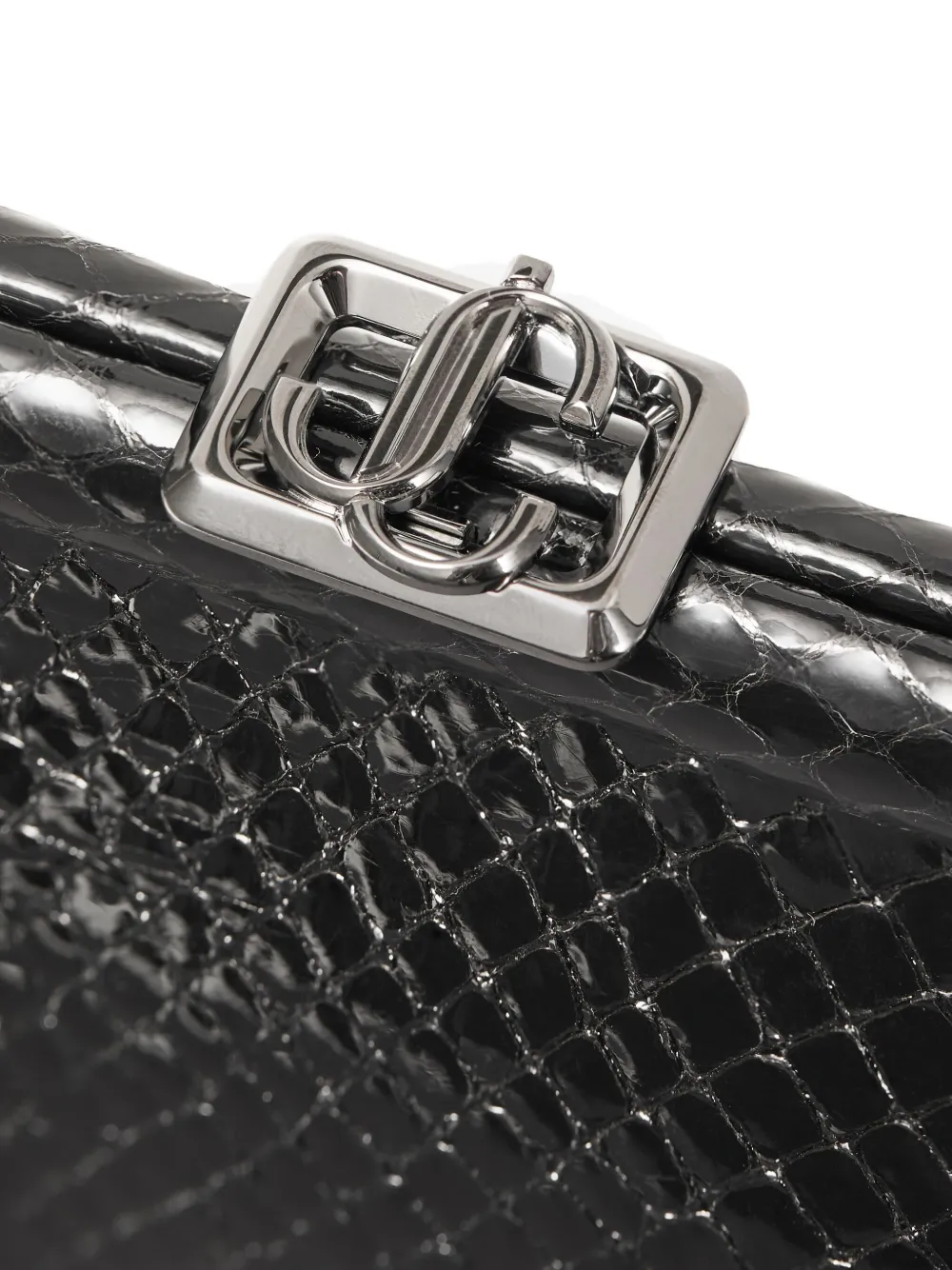 Jimmy Choo Skylar snake-printed leather clutch bag Zwart