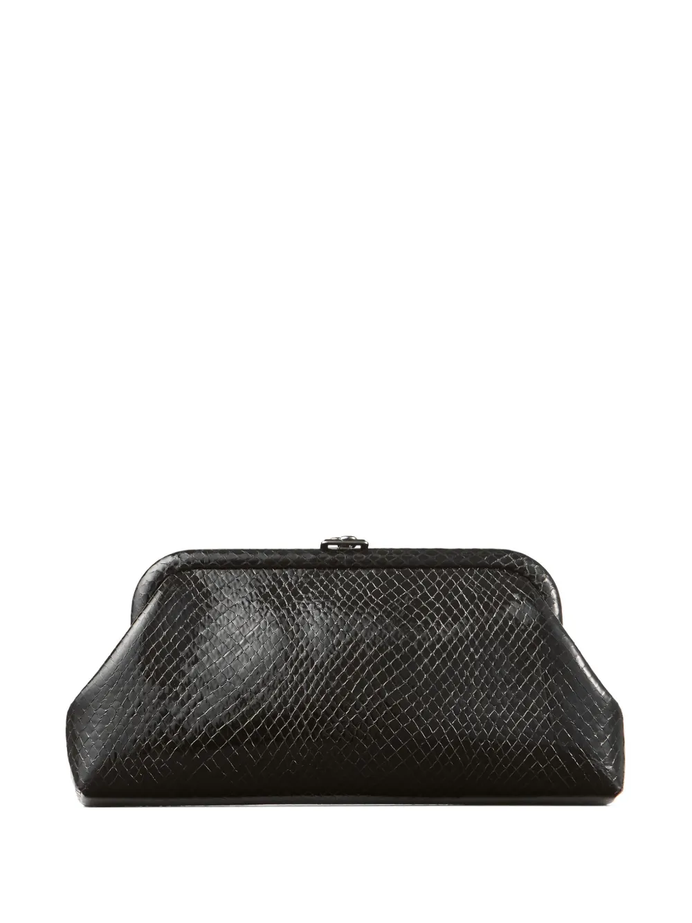 Jimmy Choo Skylar snake-printed leather clutch bag Zwart
