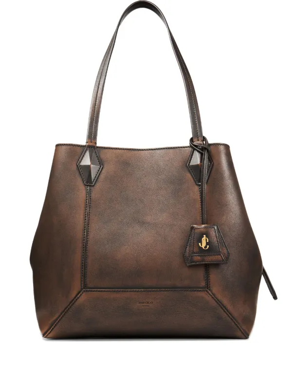 Jimmy Choo Bolsa Tote Diamond Média De Couro | Marrom | FARFETCH BR
