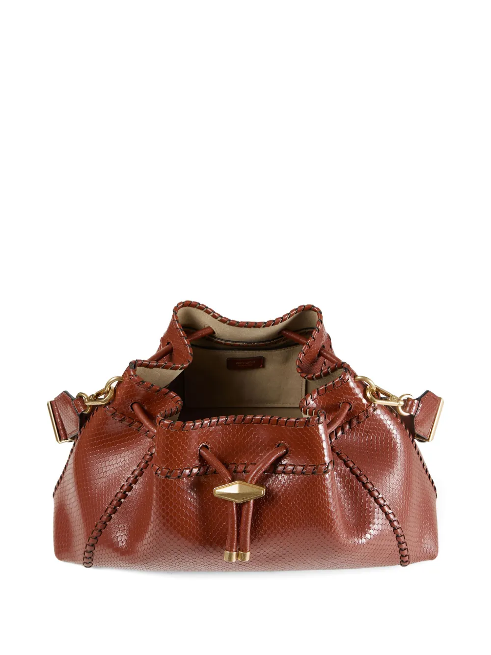Jimmy Choo Cinch M snakeskin-effect leather shoulder bag Bruin