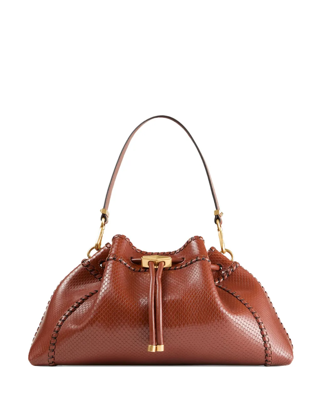 Jimmy Choo Cinch M snakeskin-effect leather shoulder bag Bruin