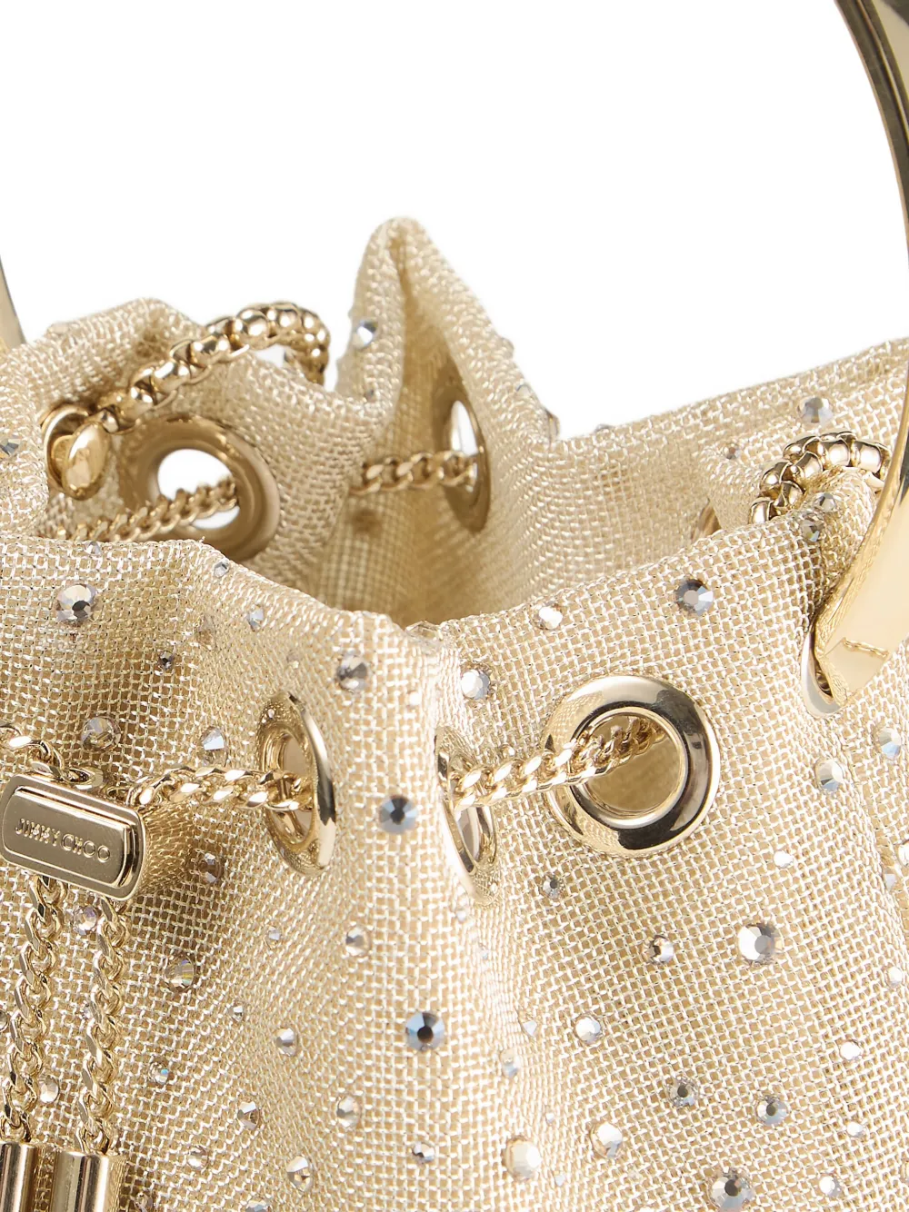 Jimmy Choo Bon crystal-embellished bucket bag Beige