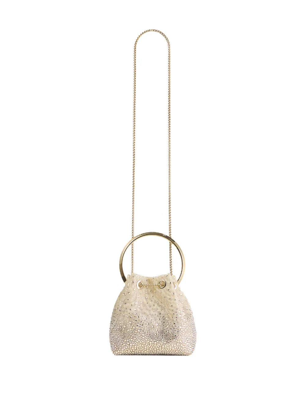 Jimmy Choo Bon crystal-embellished bucket bag Beige