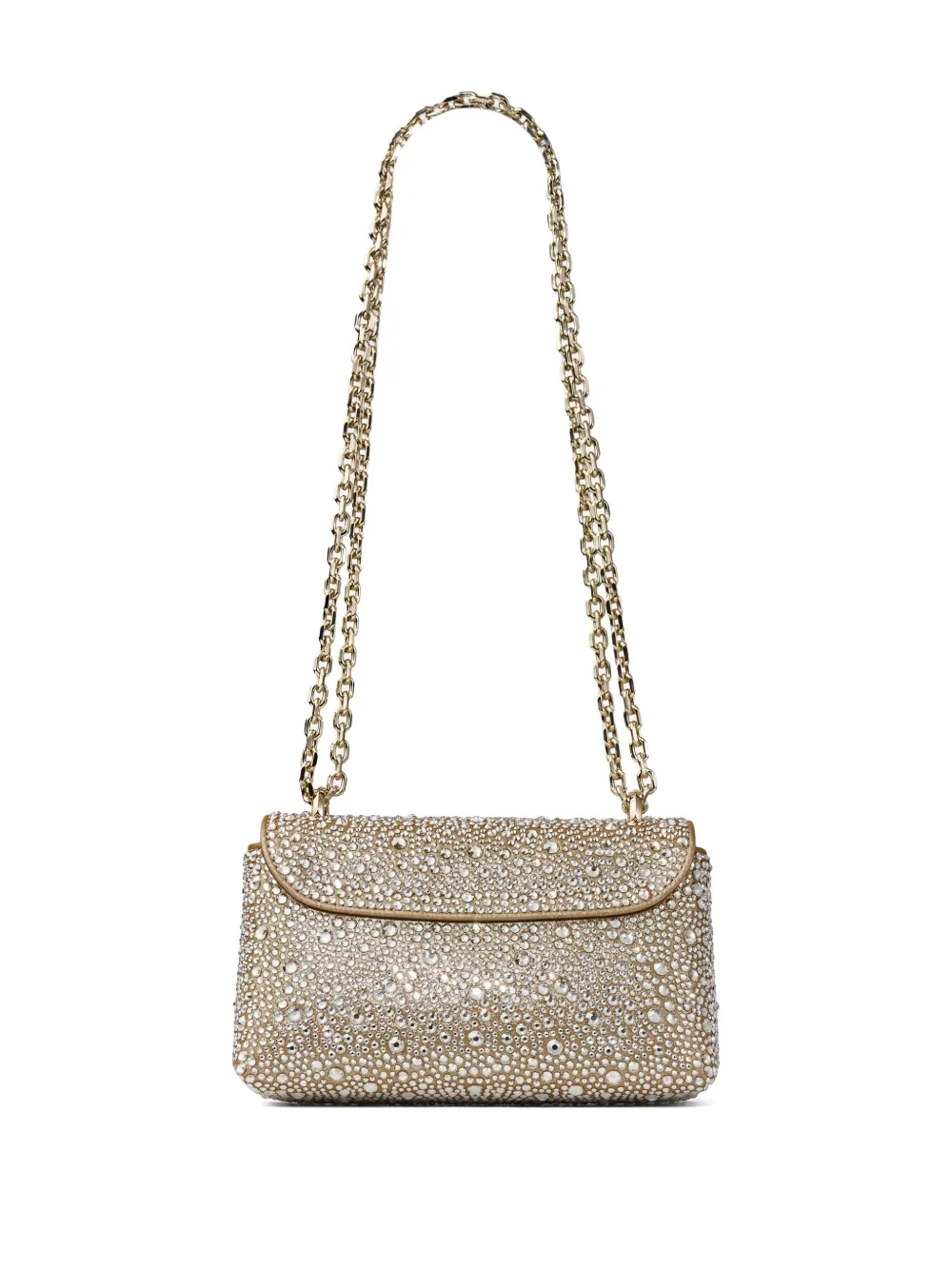 Jimmy Choo Curve kleine verfraaide crossbodytas met ketting Goud