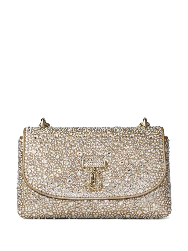 Jimmy Choo Small Curve Crystal-embellished Crossbody Bag in Gold