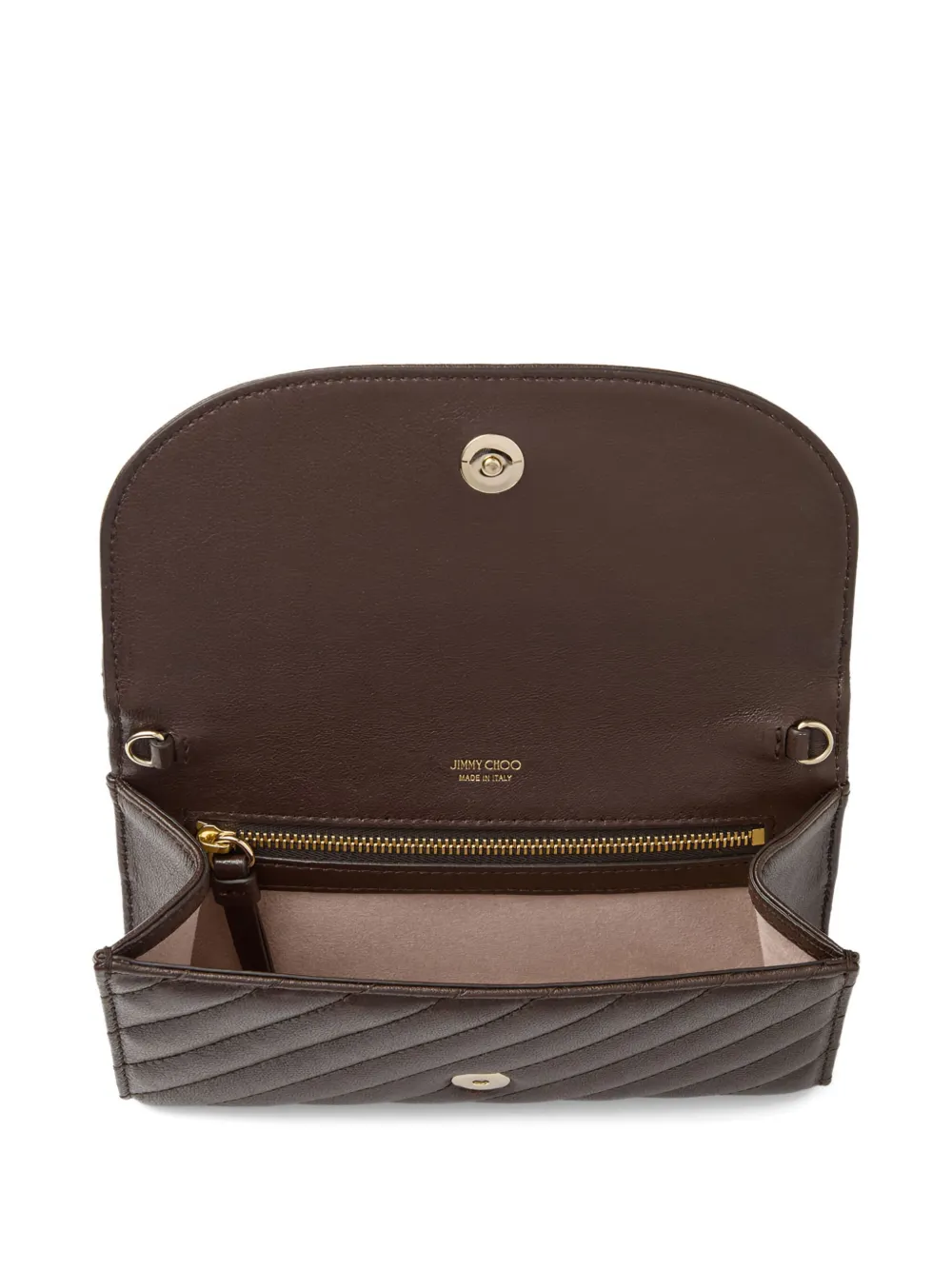 Jimmy Choo Curve quilted clutch bag Bruin