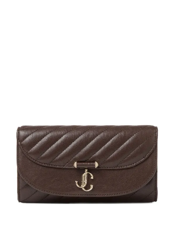 Jimmy Choo Avenue Curve Wallet with Chain in Brown