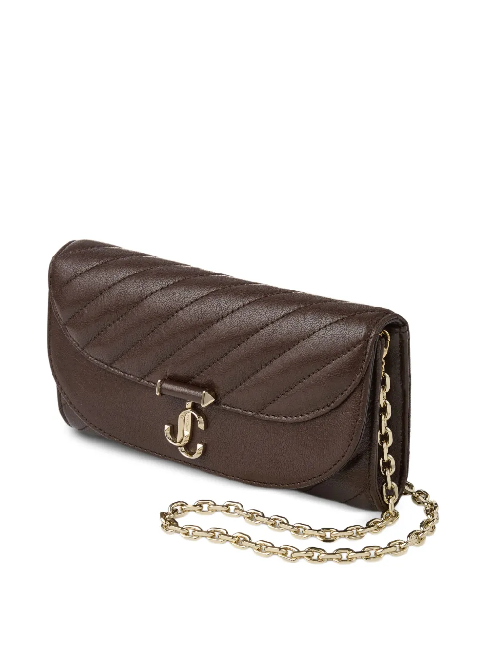 Jimmy Choo Curve quilted clutch bag Bruin