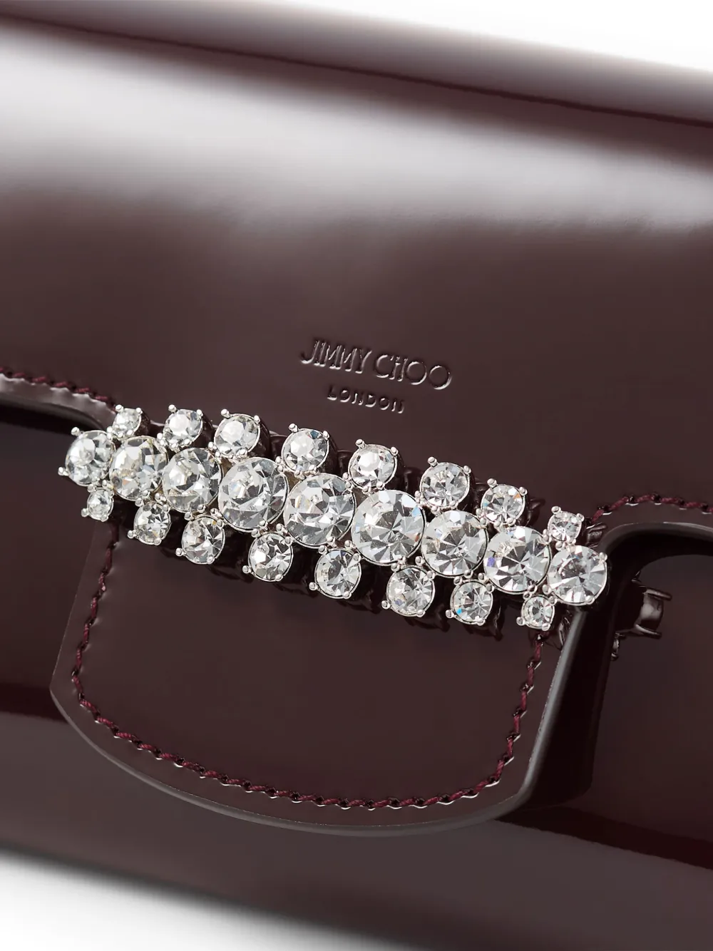 Jimmy Choo Bing lakleren clutch verfraaid met kristallen Bruin