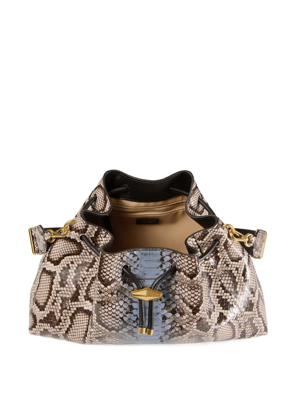 Jimmy Choo Bon Bon Snakeskin Drawstring Shoulder Bag | Blue