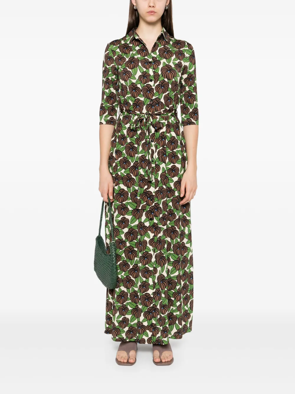 Siyu floral-print dress - Bruin
