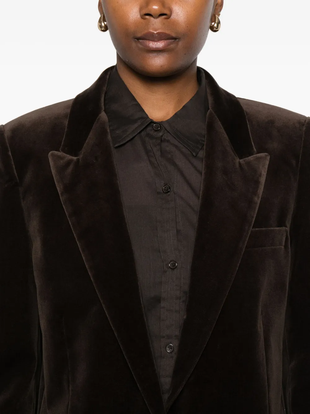 Nili Lotan Velvet Single-breasted Blazer In Brown