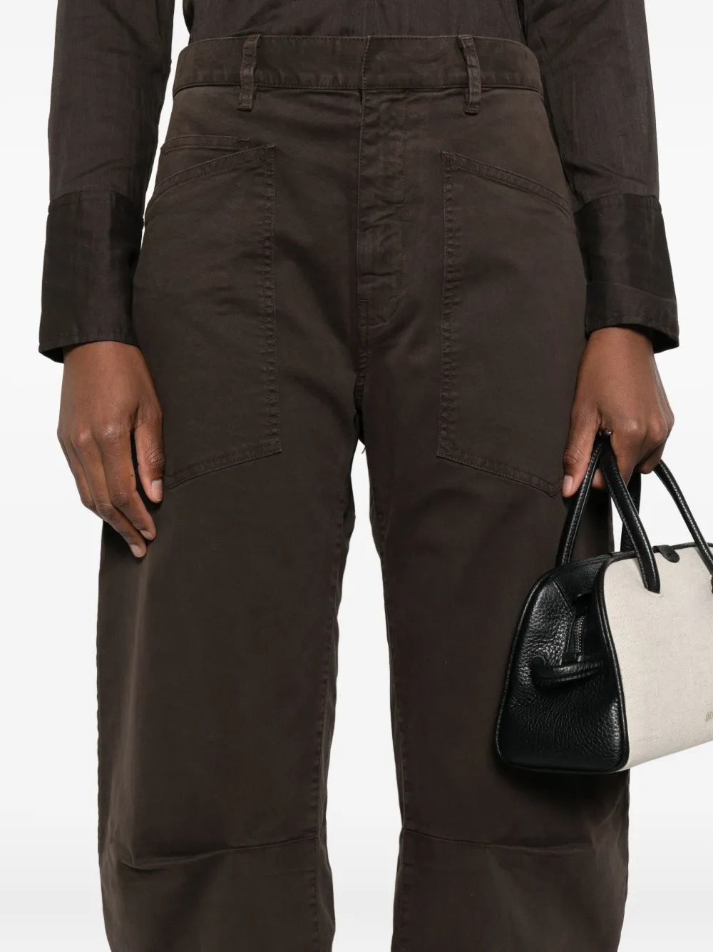 Nili Lotan Shon Barrel-leg Trousers In Brown