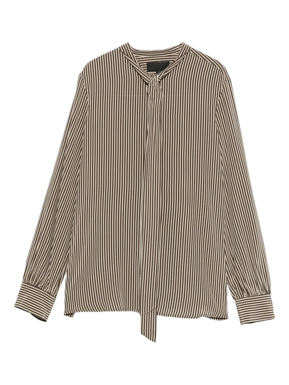 Nili Lotan Irina Striped Tie-fastening Blouse In Brown