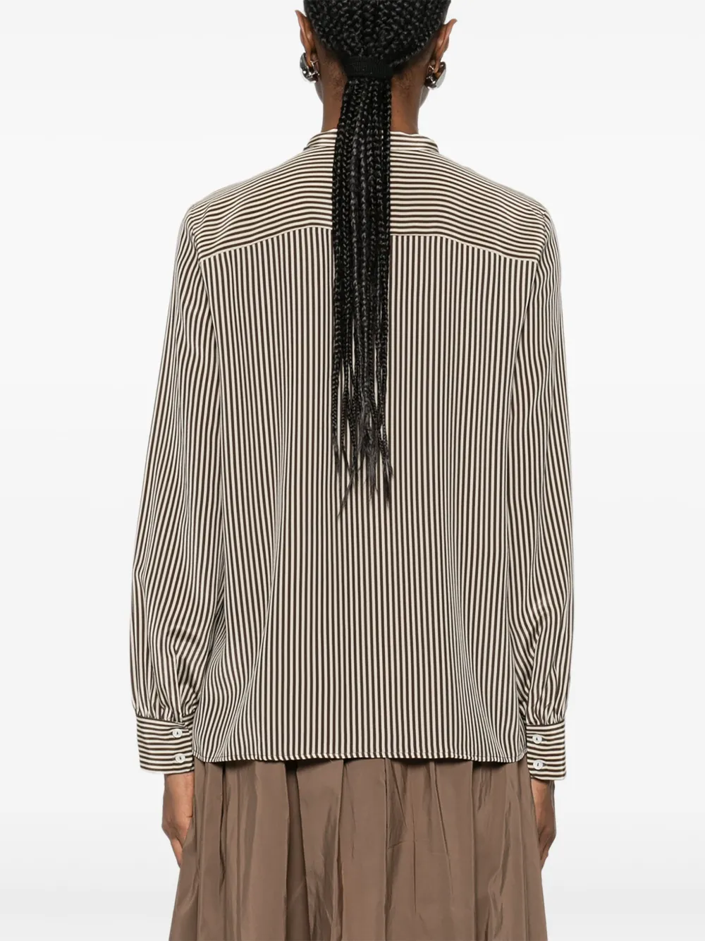 Nili Lotan Irina gestreepte blouse met striksluiting Bruin