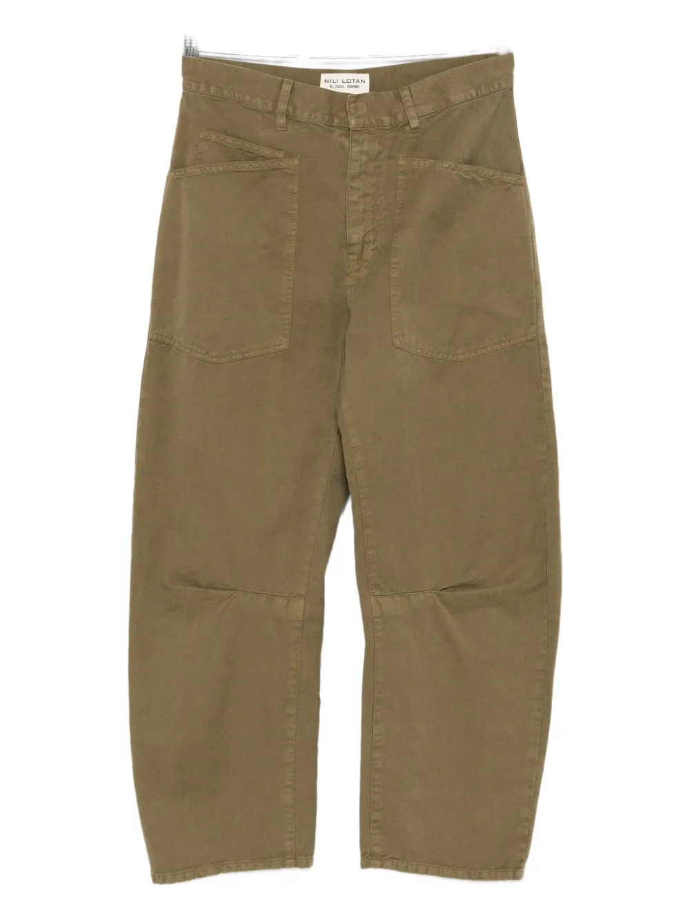 Nili Lotan Shon Cotton And Linen-blend Twill Tapered Pants In Green