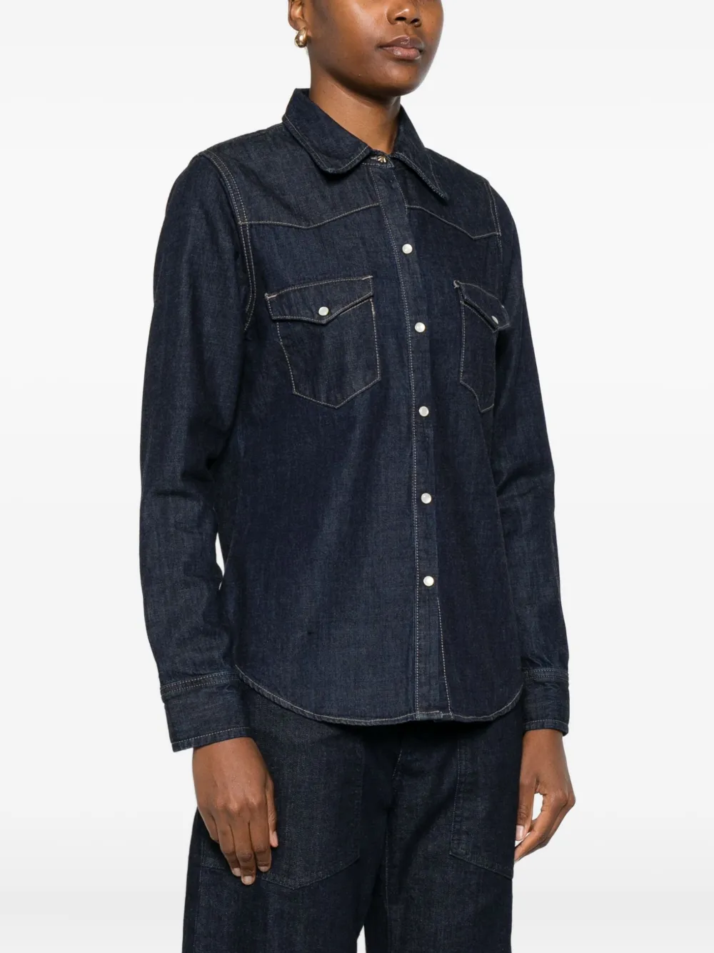 Nili Lotan Travis Denim Western Shirt In Gold