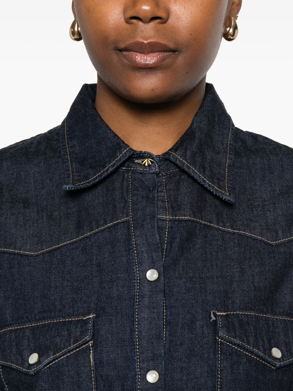 Nili Lotan Travis Denim Western Shirt In Gold
