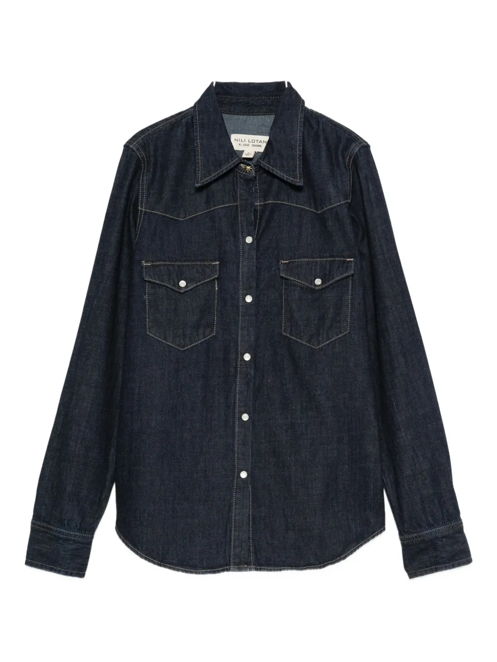 Nili Lotan Travis Denim Western Shirt In Gold